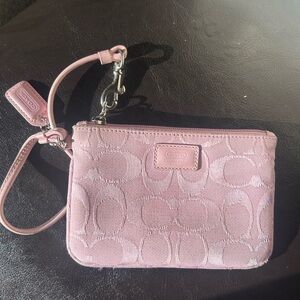 Coach Pink Signature Wristlet Pouch